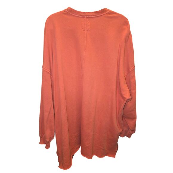 Aerie Coral Distressed Terry Cloth Lined Sweatshirt Size XL EUC - Picture 2 of 3